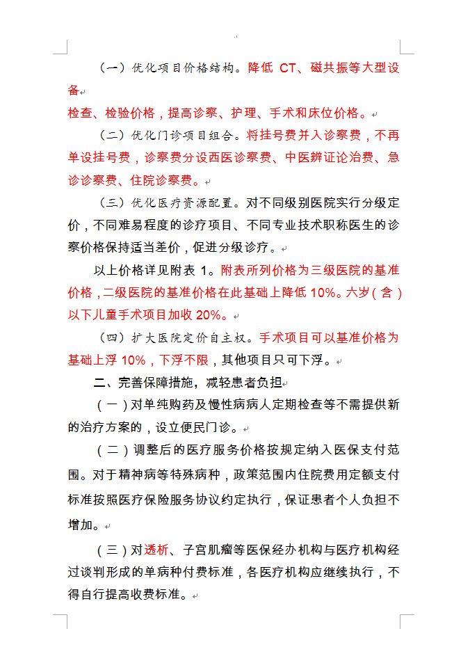 区级公立医疗机构部分医疗服务项目价格表							